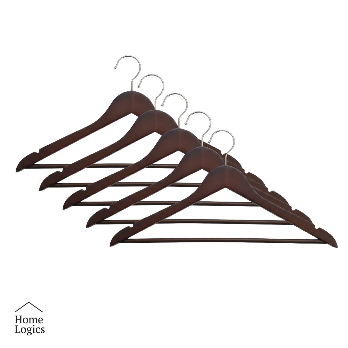 HOME LOGICS - Set 5 Colgadores Ropa Premium de Madera Lotus Home Logics Kiosclub