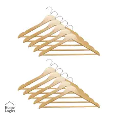 HOME LOGICS - Set 10 Colgadores de Ropa de Madera Ganchos Kiosclub