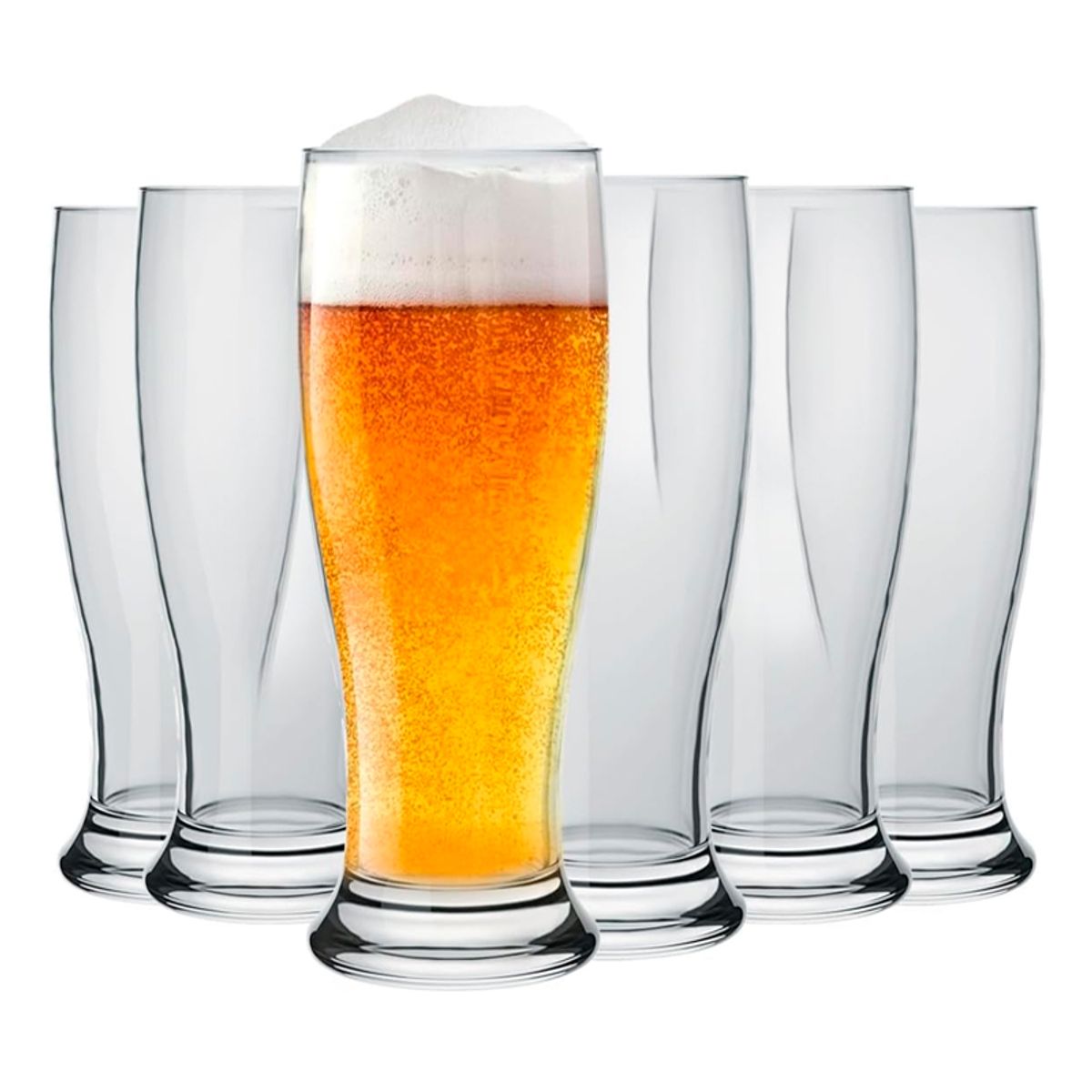 WAKESHOME - Set De 6 Vaso Cervecero De Vidrio Color Transparente 500ml