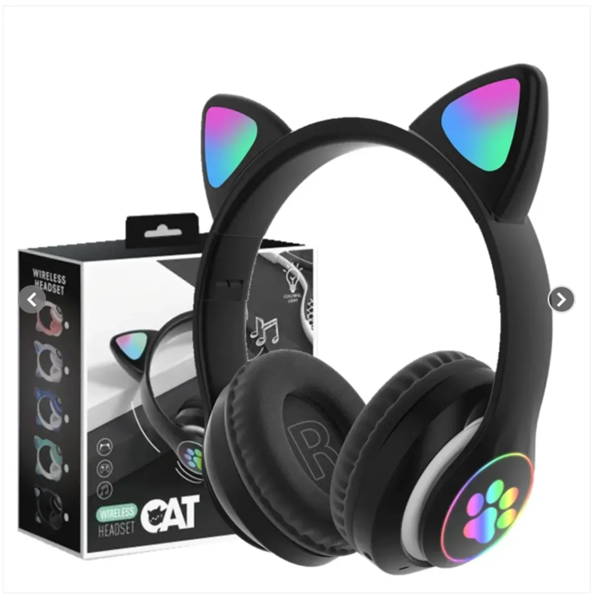 GENERICO - Audifono Oreja De Gato Con Luz - Negro