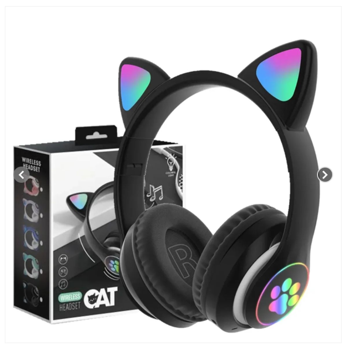 GENERICO - Audifono Oreja De Gato Con Luz - Negro
