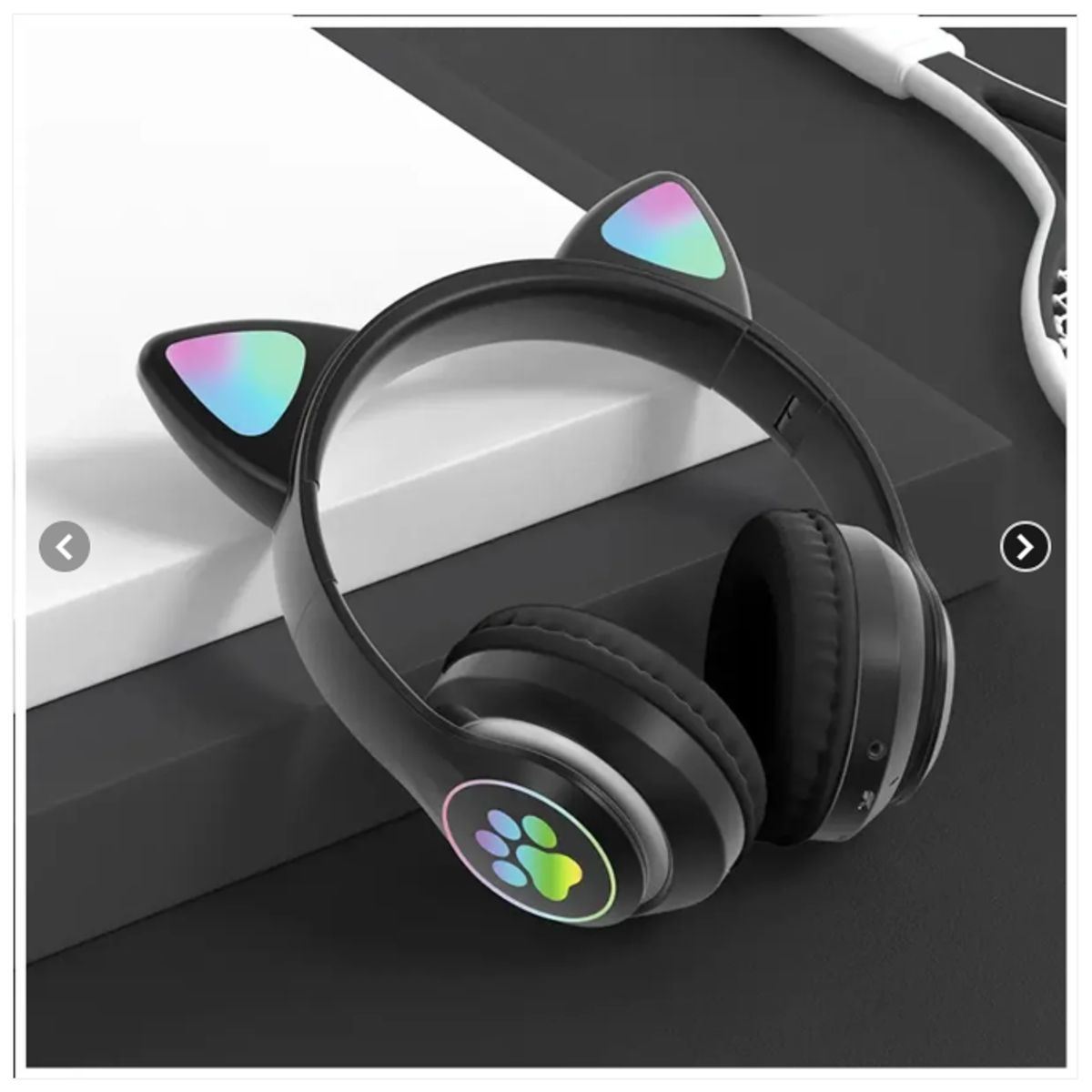 GENERICO - Audifono Oreja De Gato Con Luz - Negro
