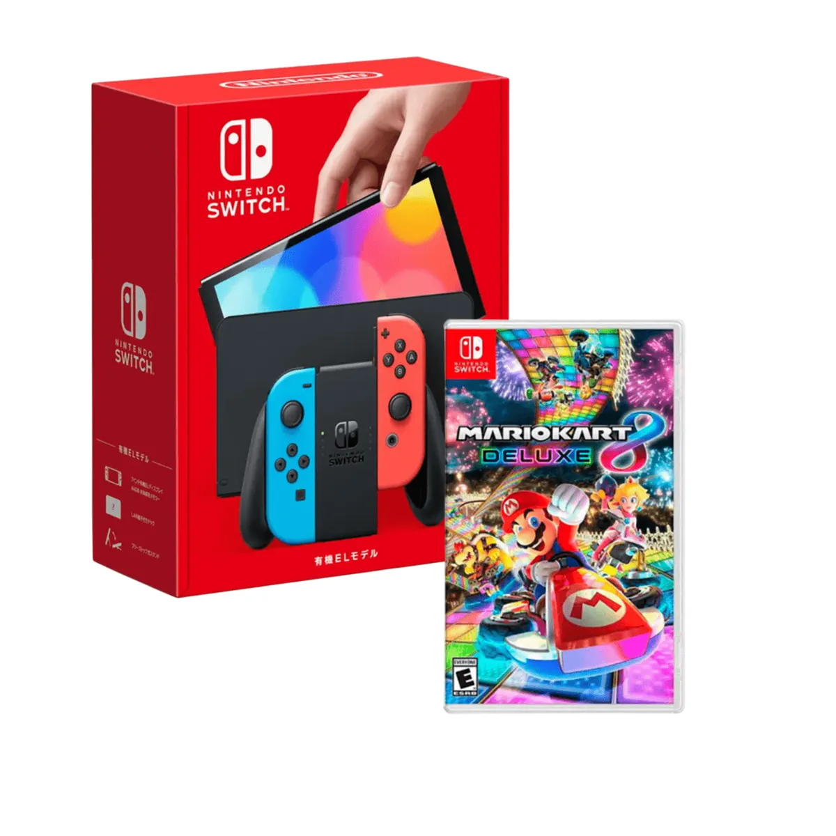 NINTENDO - Pack Consola Nintendo Switch Oled Neon con juego Mario Kart 8 Deluxe
