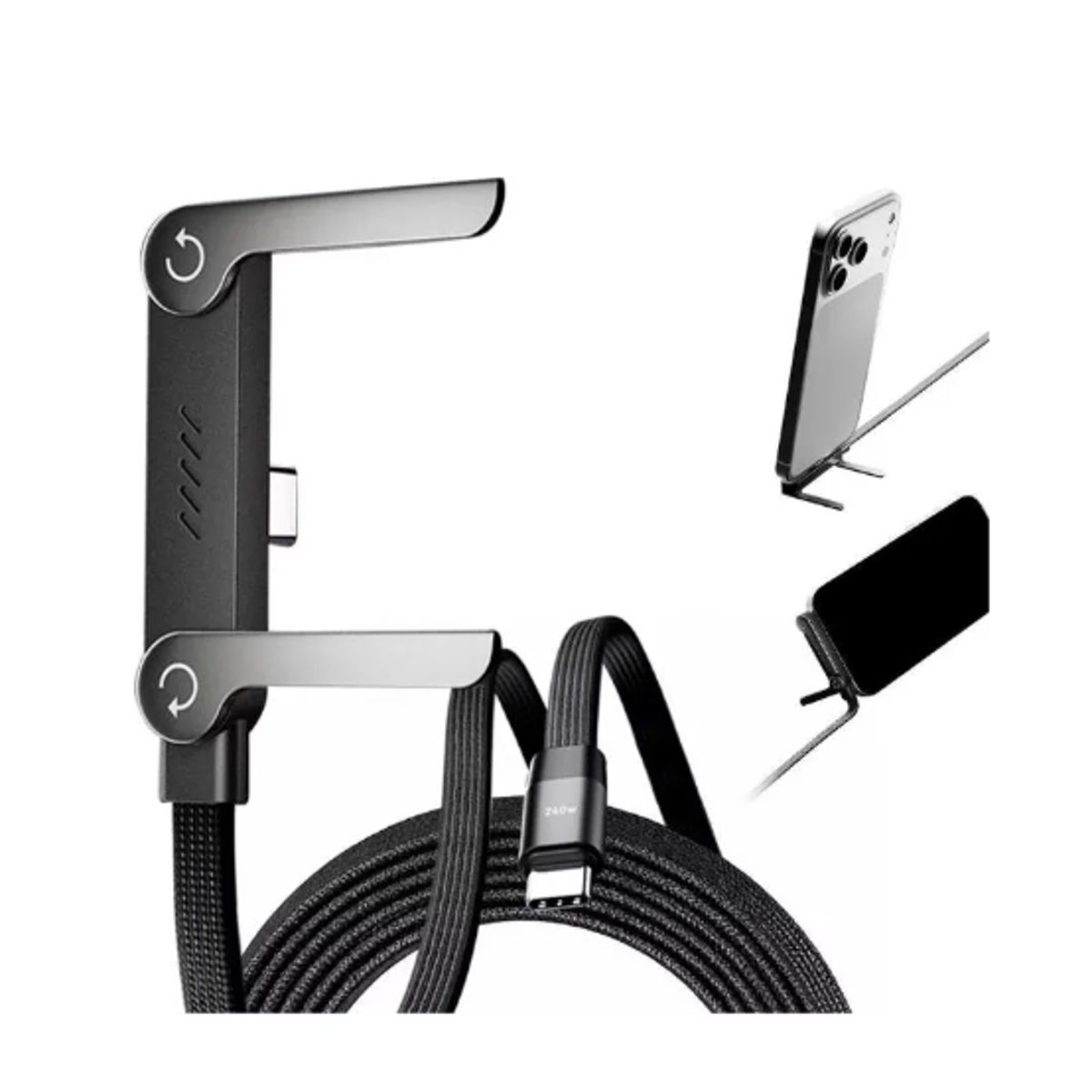 GENERICO - Cable Carga Rápida Usb C 1.5m 240w Con Soporte