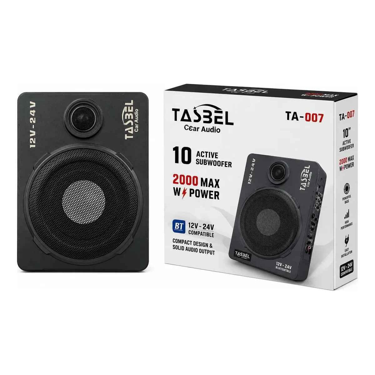 TASBEL - Subwoofer Amplificado 2000w Para Auto Y Camion 12v-24v