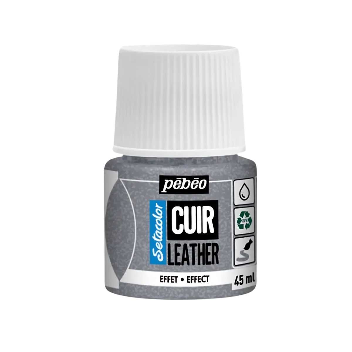 PEBEO - Pintura Para Cuero Frasco 45 Ml Setacolor Cuir Pebeo Color 36 - Glitter Plateado