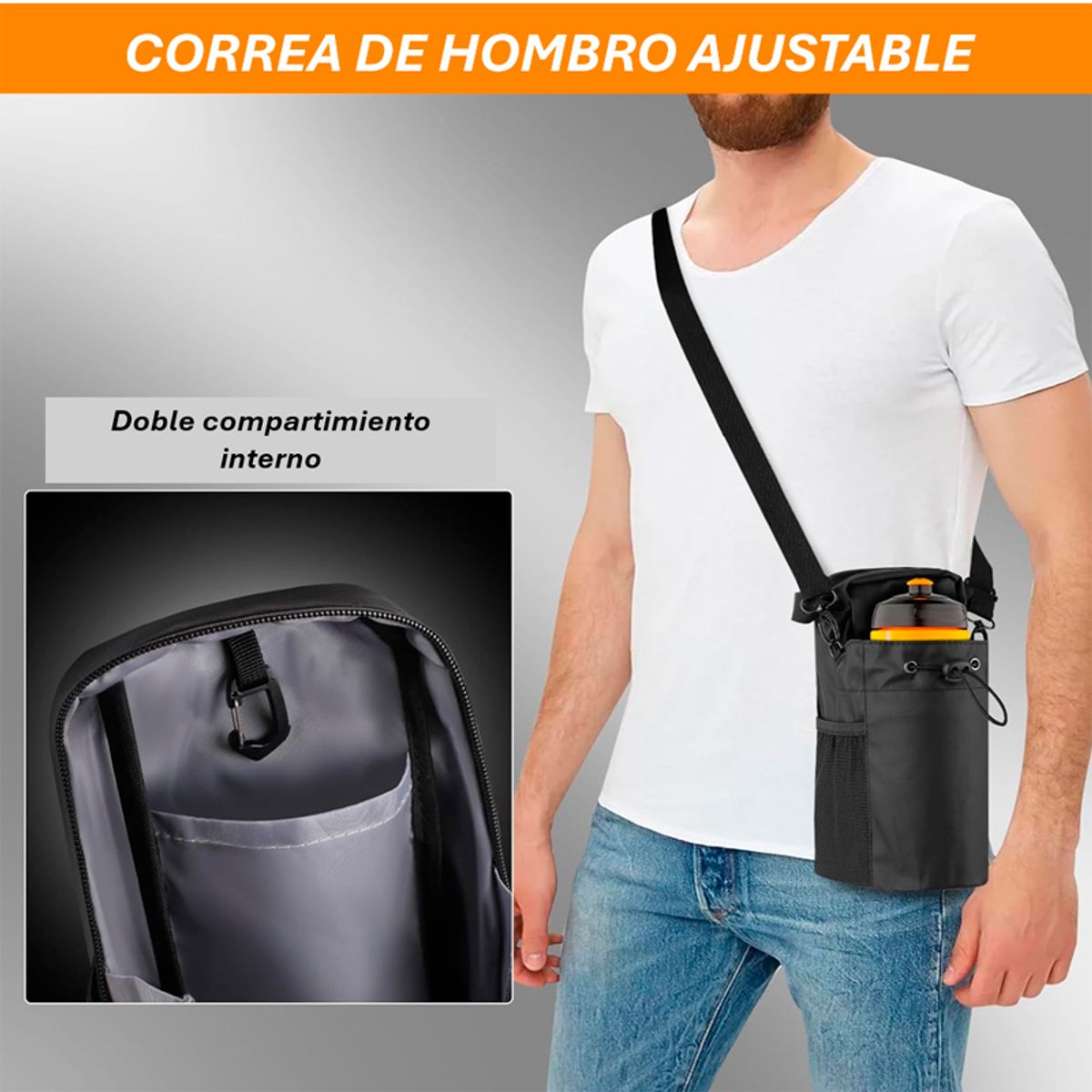 WAKESHOME - Bolsa Magnética Unisex para Gimnasio Correa Ajustable Soporte de Botella de Agua