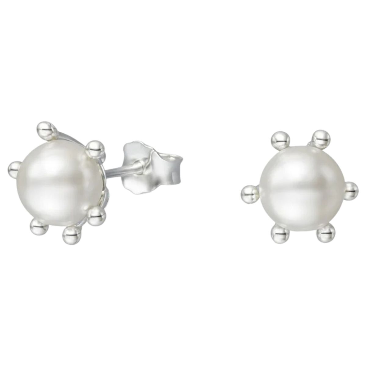 GENERICO - Aros de Plata 925 Pistilo con Perla 10 mm