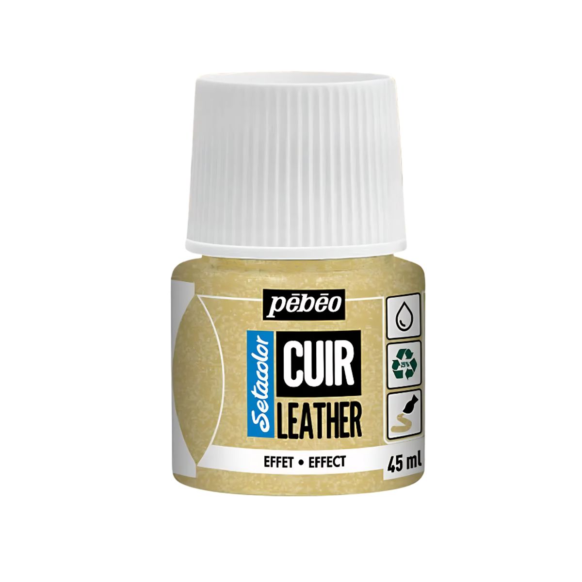 PEBEO - Pintura Para Cuero Frasco 45 Ml Setacolor Cuir Pebeo Color 37 - Glitter Dorado