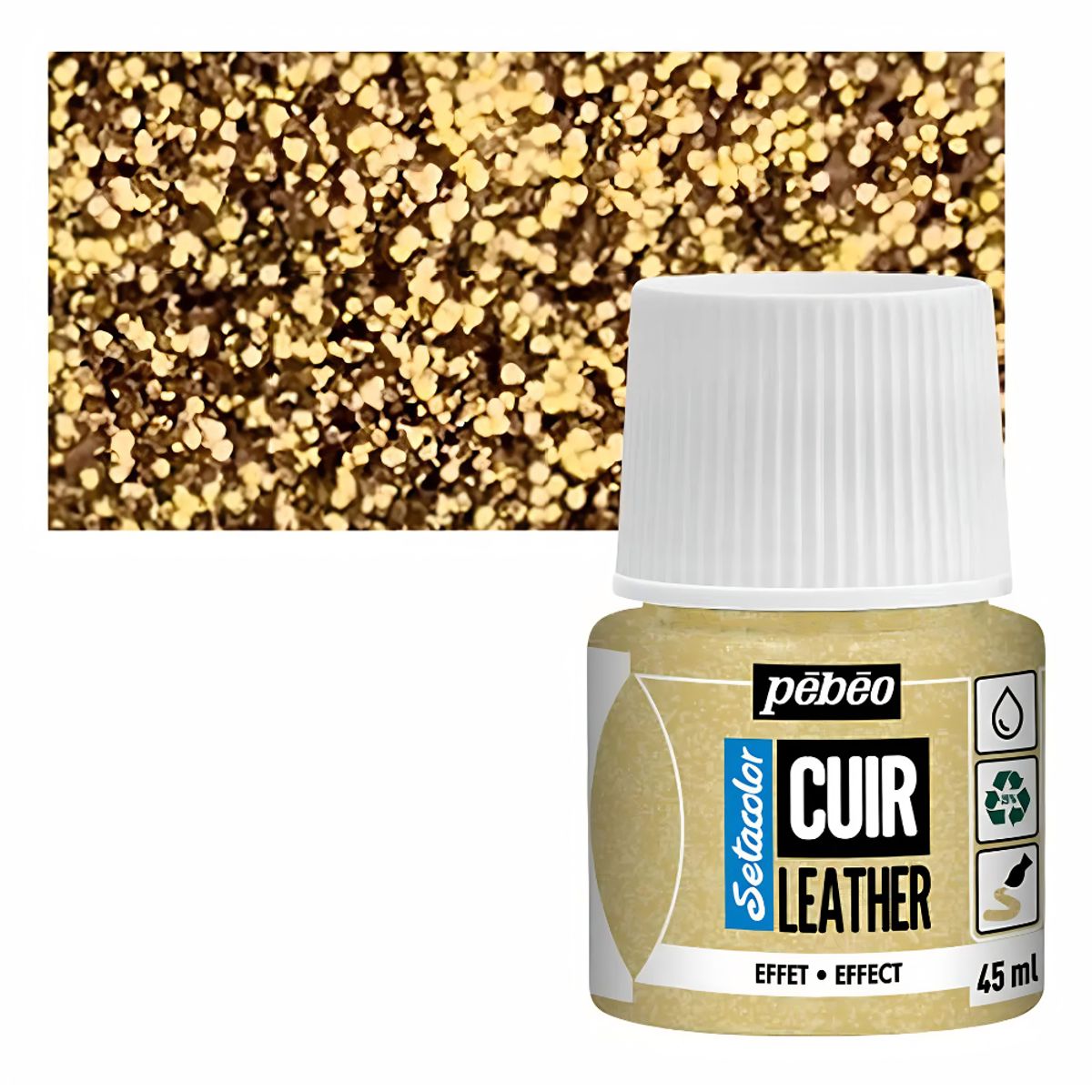 PEBEO - Pintura Para Cuero Frasco 45 Ml Setacolor Cuir Pebeo Color 37 - Glitter Dorado