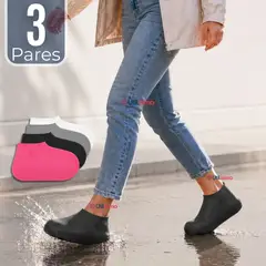 UTILISIMO - Pack 3 Pares Fundas Cubre Zapatos Mujer Impermeable Surtidas Silicona Antideslizante