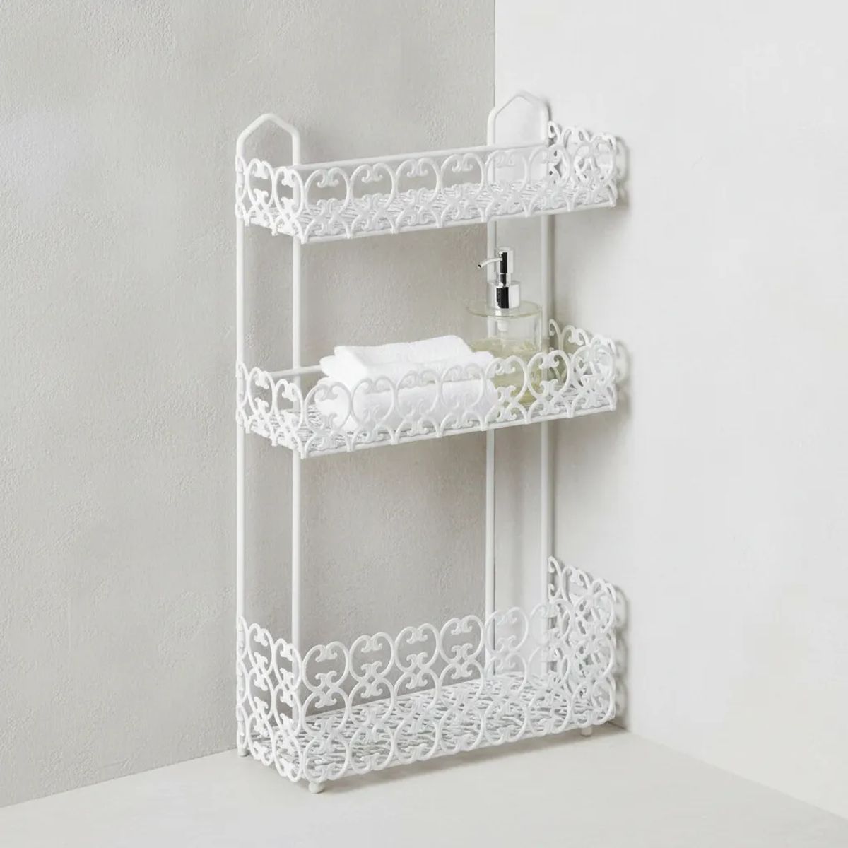 GENERICO - Esquinero Organizador De Baño 3 Niveles Blanco 50cm