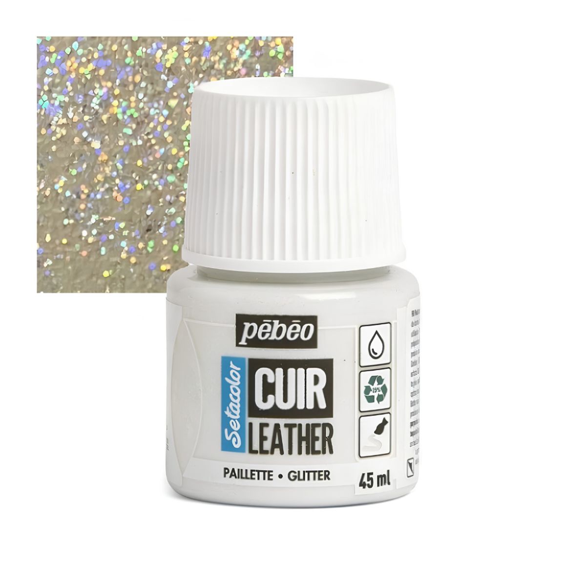 PEBEO - Pintura Para Cuero Frasco 45 Ml Setacolor Cuir Pebeo Color 38 - Glitter Iridiscente