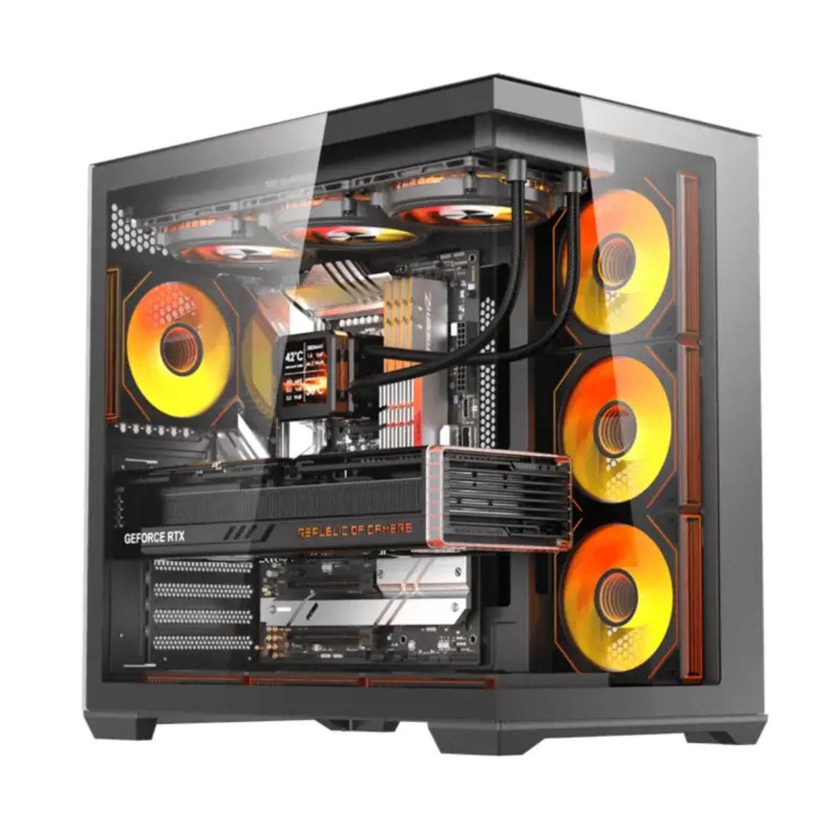 OEM - Gabinete Gamer Darkflash C280 7 Fan ARGB E-ATX Black