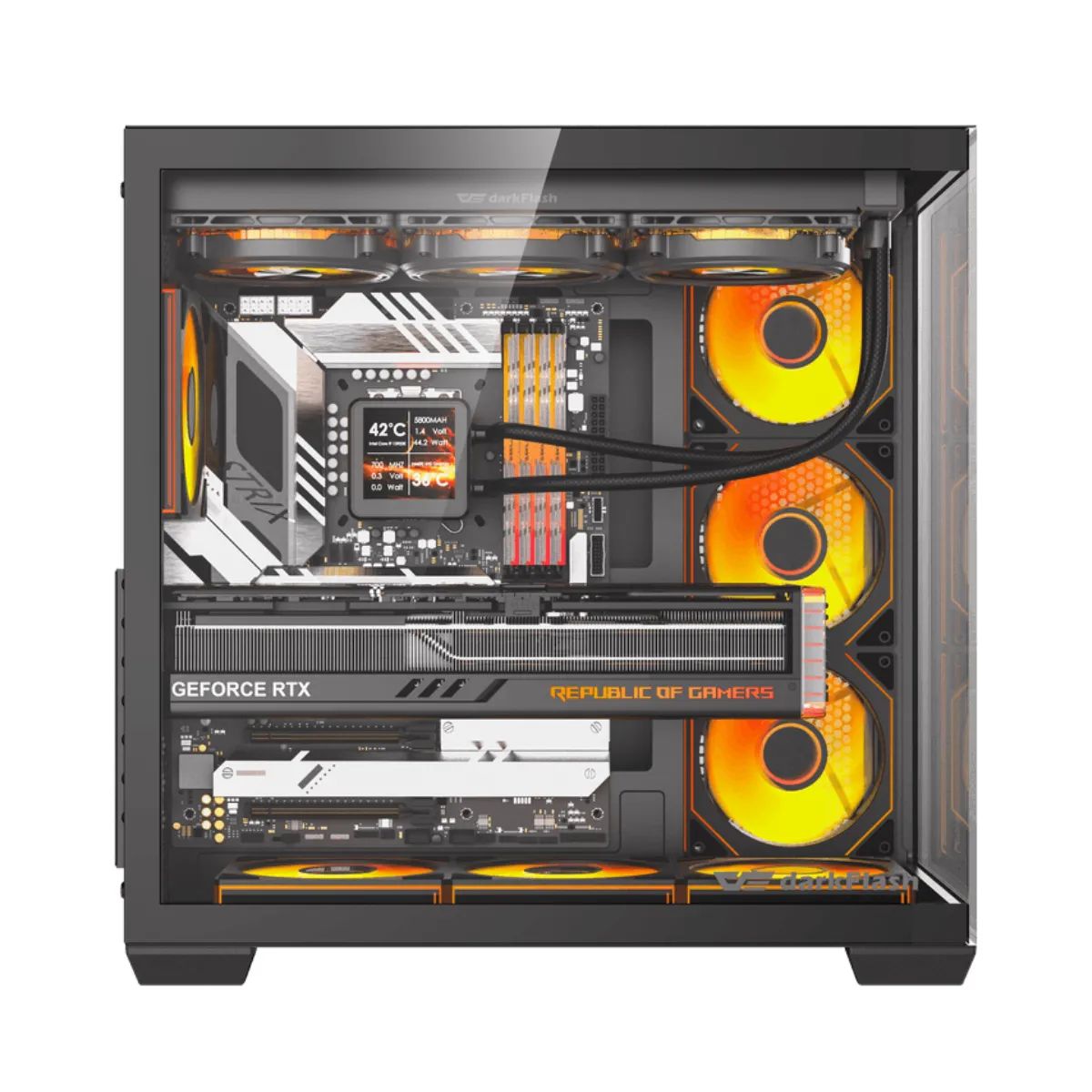 OEM - Gabinete Gamer Darkflash C280 7 Fan ARGB E-ATX Black