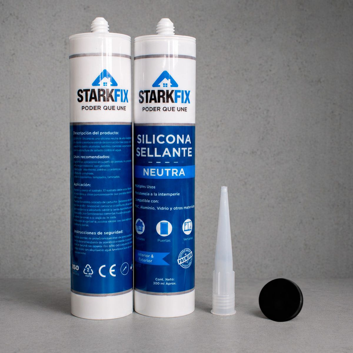 GENERICO - Set 2 Silicona Neutra NEGRA STARFIX Multiuso