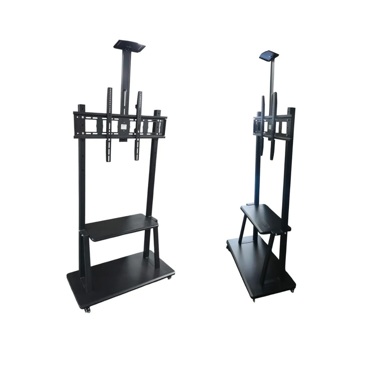 GENERICO - Soporte Tv Rack Movil Con Ruedas 32 A 75 Pulgada Negro Metalico Con Soporte para Lapto
