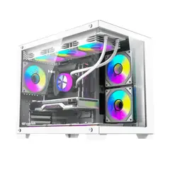 OEM - Gabinete Gamer Darkflash B275 Pro Vidrio 6Fan ARGB mATX White
