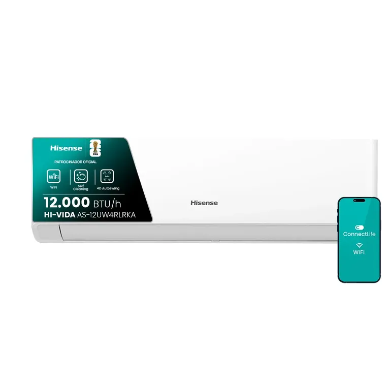 Aire Acondicionado Hi-Vida 12000BTUH R32 Inverter WiFi AS-12UW4RLRKA