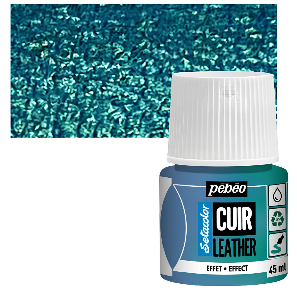PEBEO - Pintura Para Cuero Frasco 45 Ml Setacolor Cuir Pebeo Color 42 - Duocromo Azul Verde