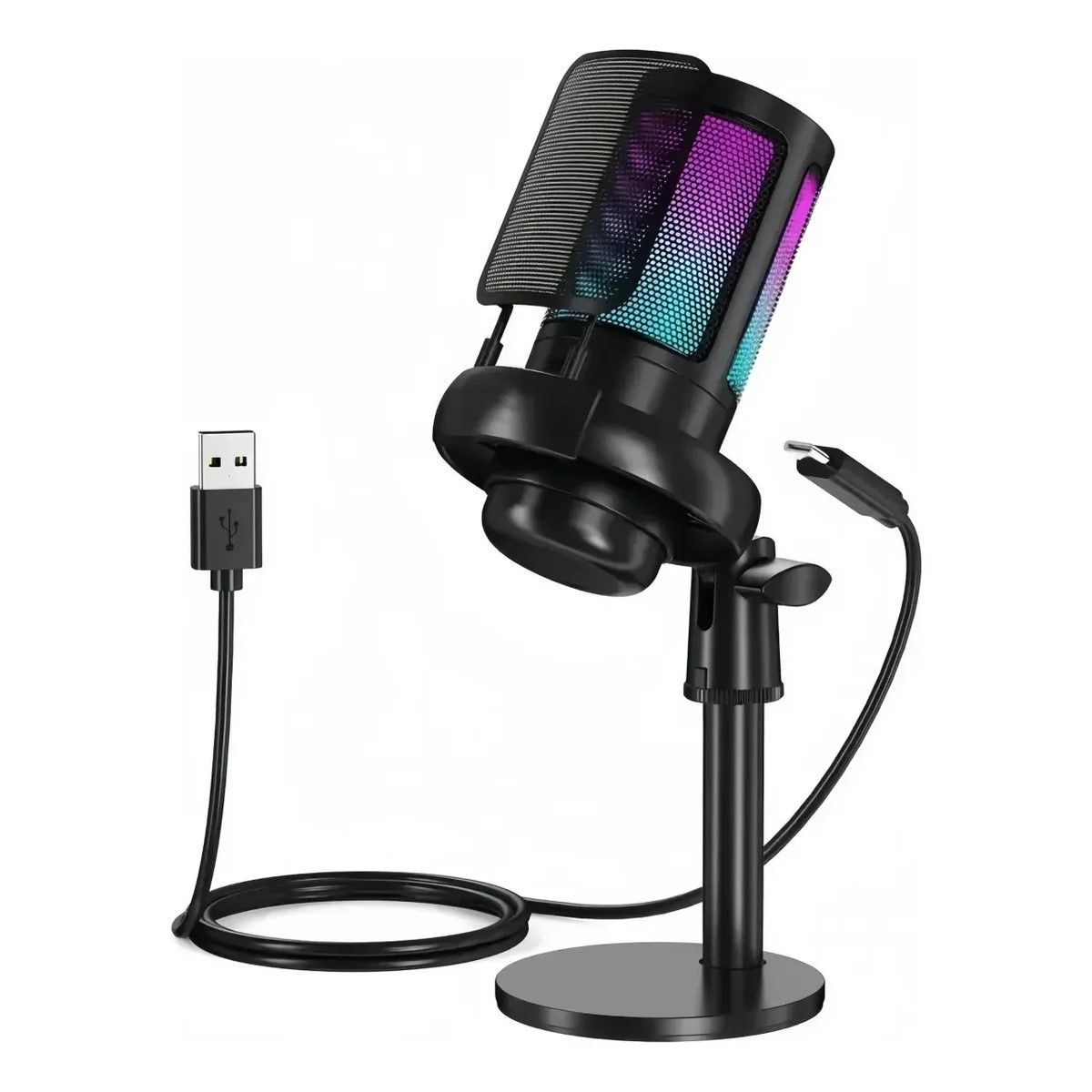GENERICO - Micrófono de condensador Gamer con soporte USB, color negro BELUG