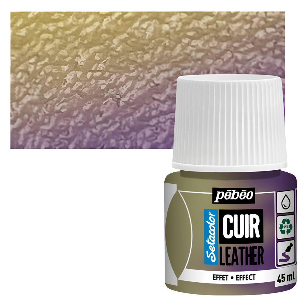 PEBEO - Pintura Para Cuero Frasco 45 Ml Setacolor Cuir Pebeo Color 44 - Duocromo Amarillo Violeta