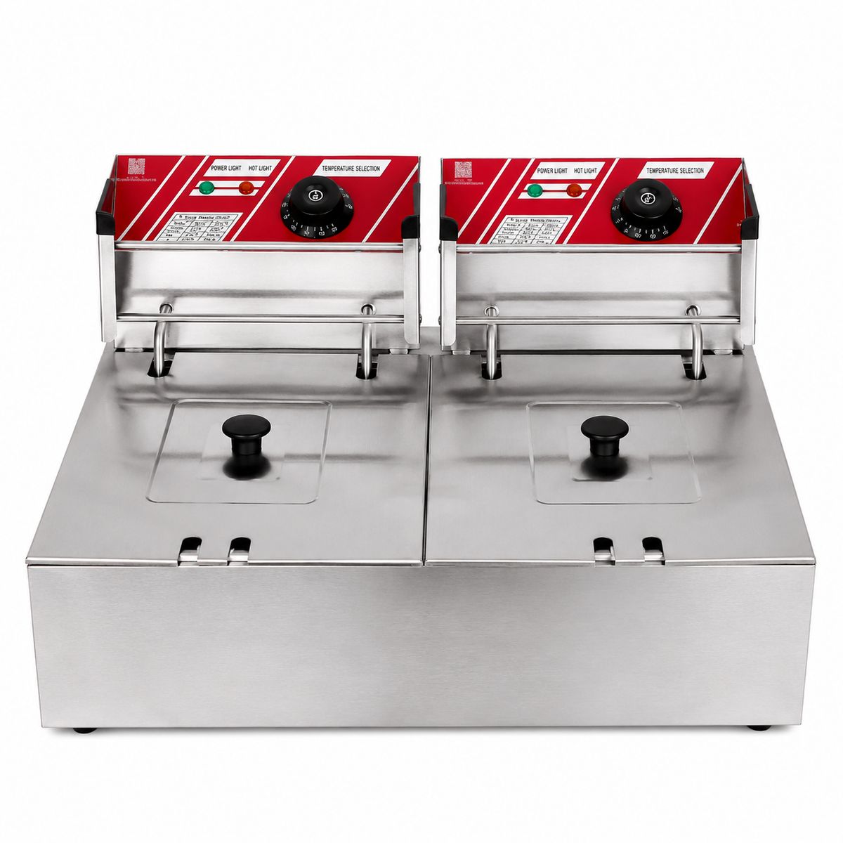 GENERICO - Freidora Eléctrica Doble de Acero Inoxidable 12 lts