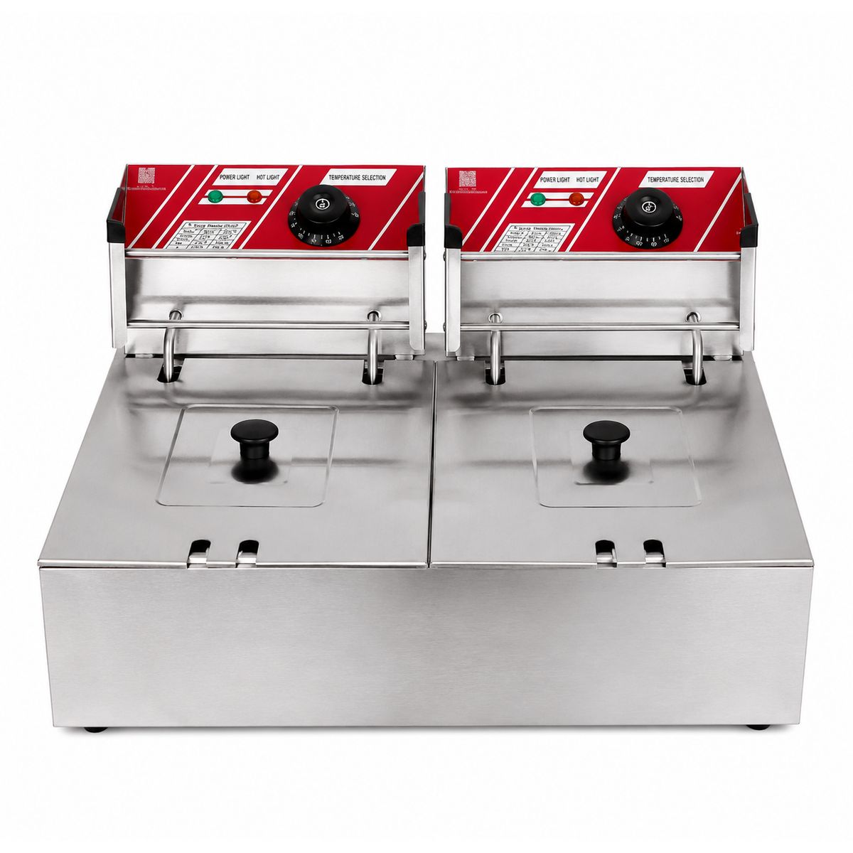 GENERICO - Freidora Eléctrica Doble de Acero Inoxidable 12 lts