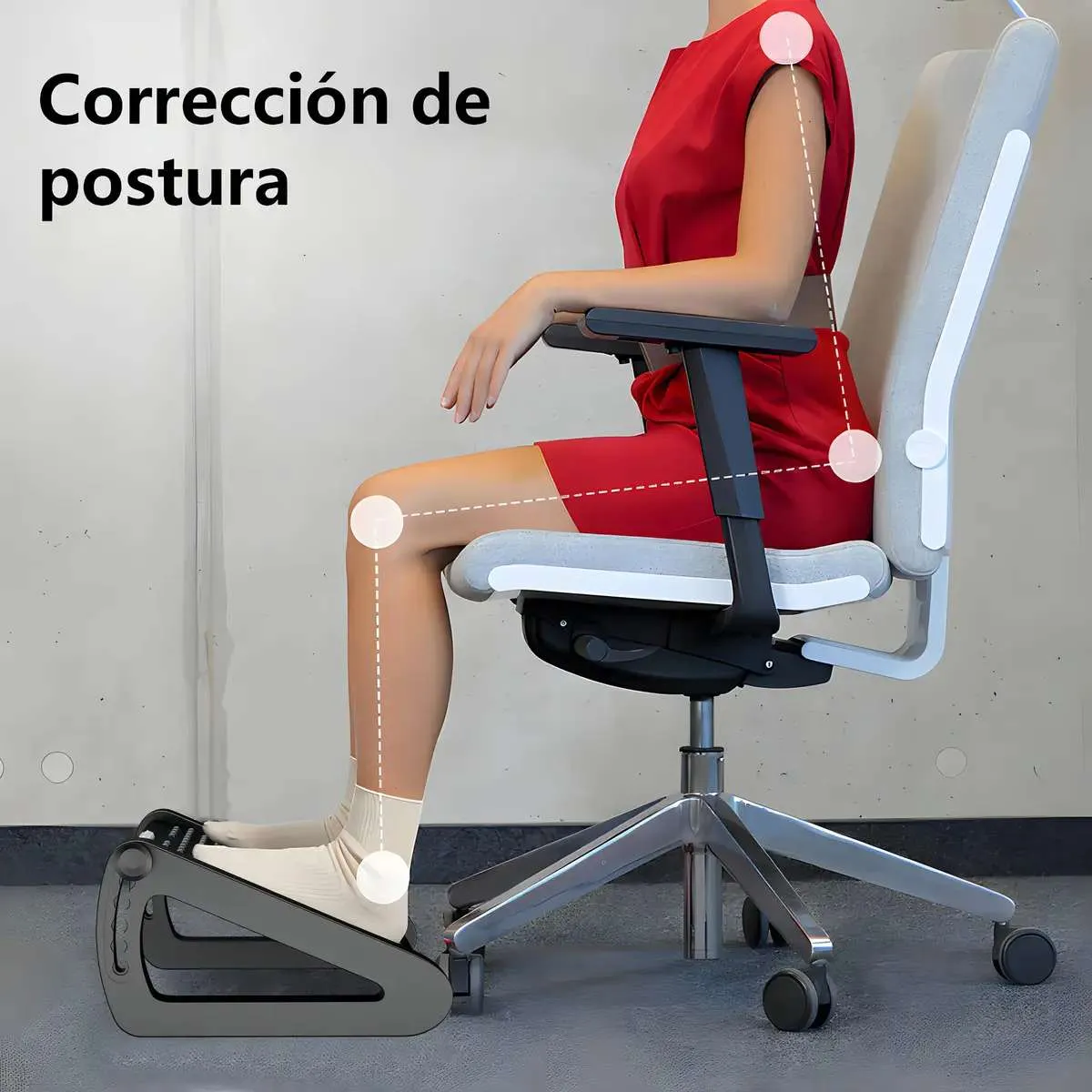 GENERICO - Apoya Pies Rgonómico Relax Masaje Posiciones 6 Ajustable  Negro