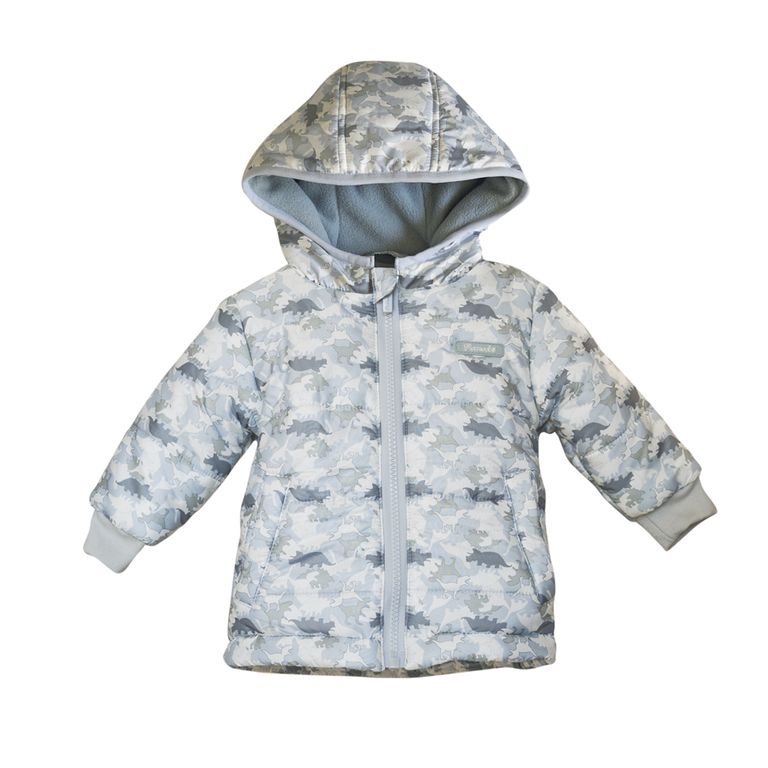 Parka Estampada Dinosaurios Nino Gris Claro 12-18 MESES