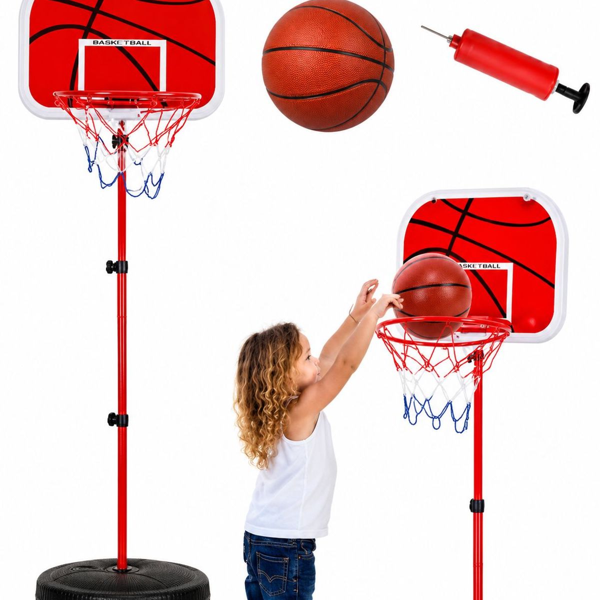 GENERICO - Aro Basketball Maya Inflador + Balon + Inflador