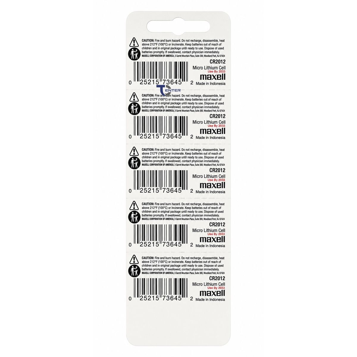 MAXELL - Pack 5 Pilas CR2012 3v Maxell Tipo Botón Holograma