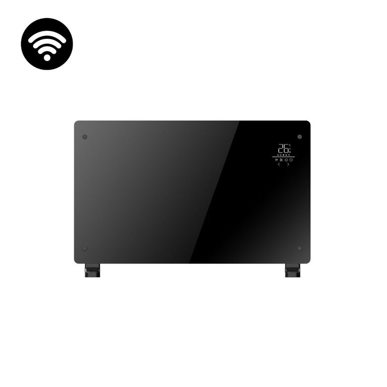 VERKEN Estufa Calefactor Panel Radiador Eléctrico HeatGlass Negro 2000W