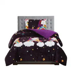 GENERICO - Cobertor 1.5 Plazas Unicornio con Chiporro + Funda Almohada
