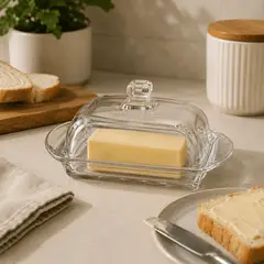 GENERICO - Mantequillera Vidrio Con Tapa Para Cocina Moderna Hogar Top