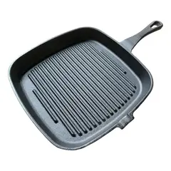 NORPLAT - Sartén Bifera Churrasquera Grill Hierro Fundido 24cm