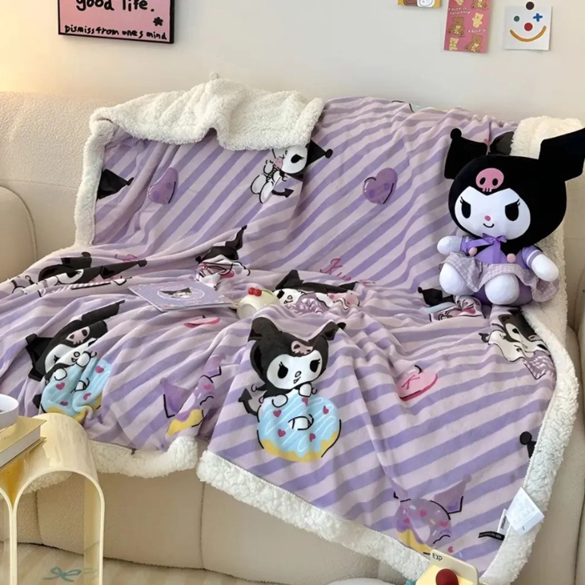 GENERICO - Manta de 150x200 Kuromi Kawaii Con Chiporro Felpa frazada