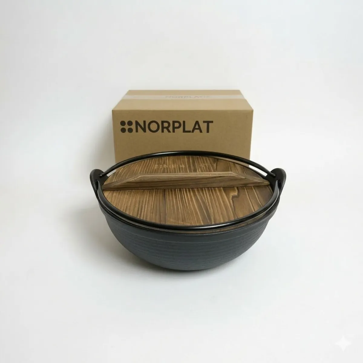 NORPLAT - Olla Hierro Fierro Fundido Con Asa Tapa Madera 25CM Norplat