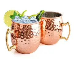 GENERICO - Pack 2 Mugs De Cobre Vasos Bar Tragos Moscow Mule Mojito BELUG