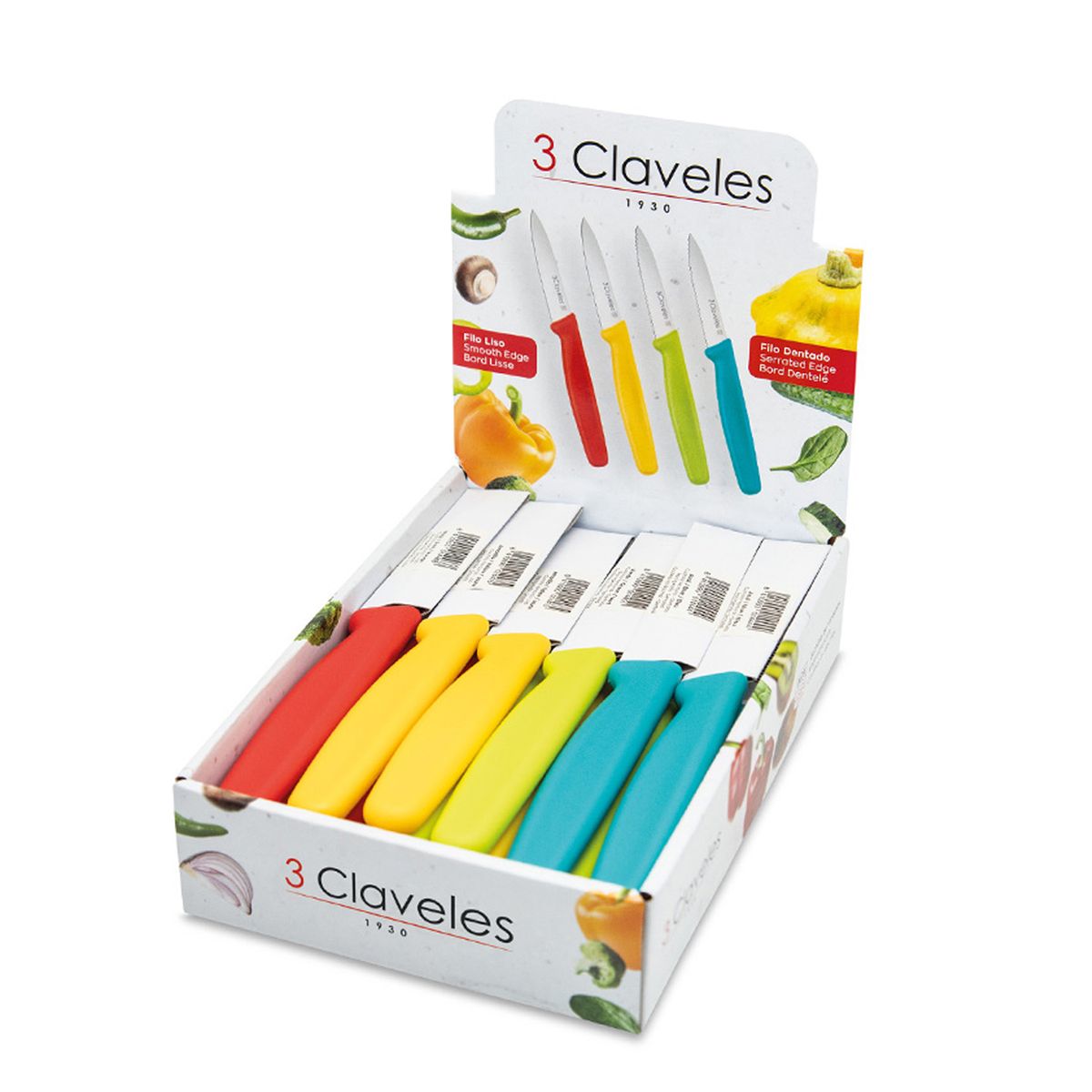 3 CLAVELES - Cuchillo Verdura 10 cm colores (unidad) Tres Claveles