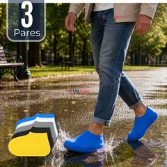 UTILISIMO - Pack 3 Pares Fundas Cubre Zapatos Hombre Impermeable Surtidas Silicona Antideslizante