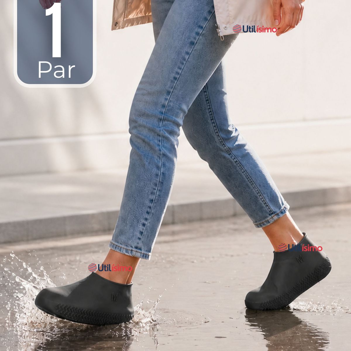 UTILISIMO - Fundas Cubre Zapatos Negro Impermeable Surtidas Silicona Antideslizante 1 Par