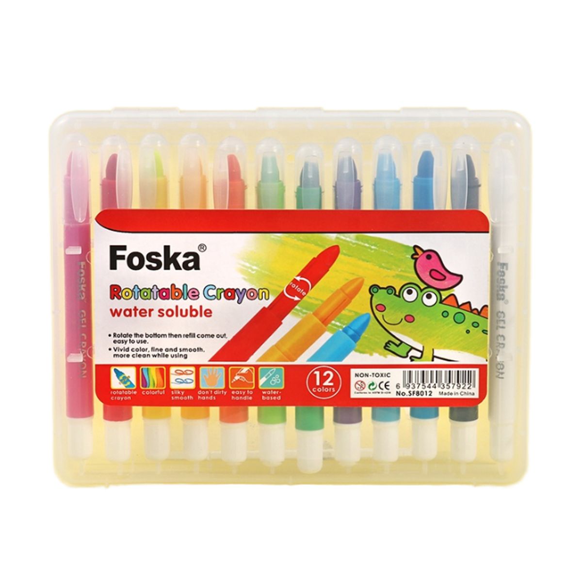 FOSKA - Lapiz témpera 12 colores retraíble SF8012 FOSKA