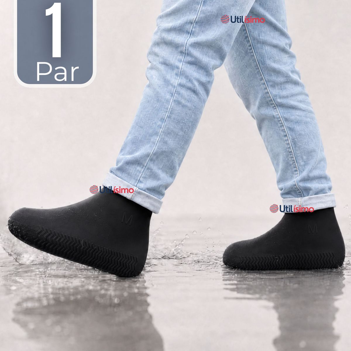 UTILISIMO - Fundas Cubre Zapatos Negro Impermeable Surtidas Silicona Antideslizante 1 Par