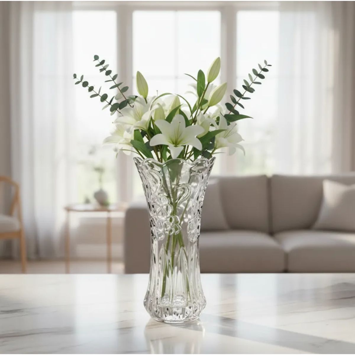 GENERICO - Florero De Vidrio Cristal Tallado Decorativo 30 Cm
