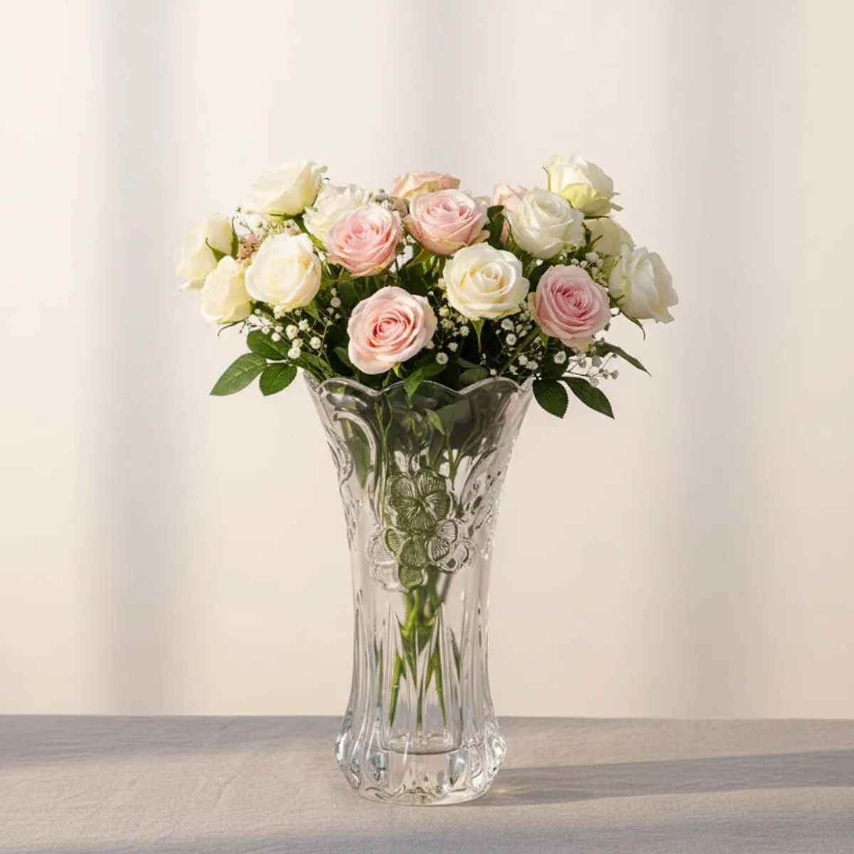 GENERICO - Florero De Vidrio Cristal Tallado Decorativo 30 Cm