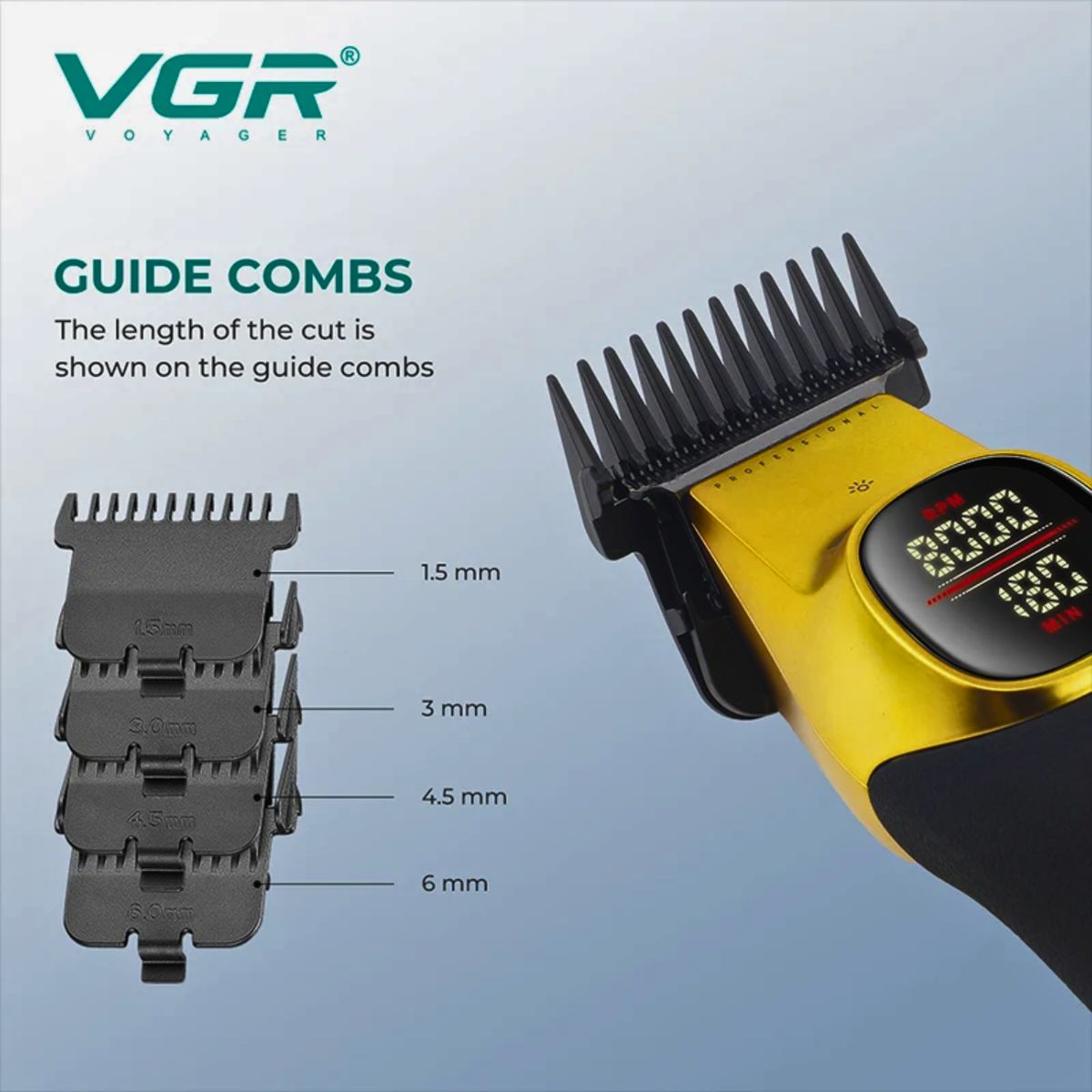 VGR - Maquina Trimmer Profesional VGR V885T 8000RPM Amarillo