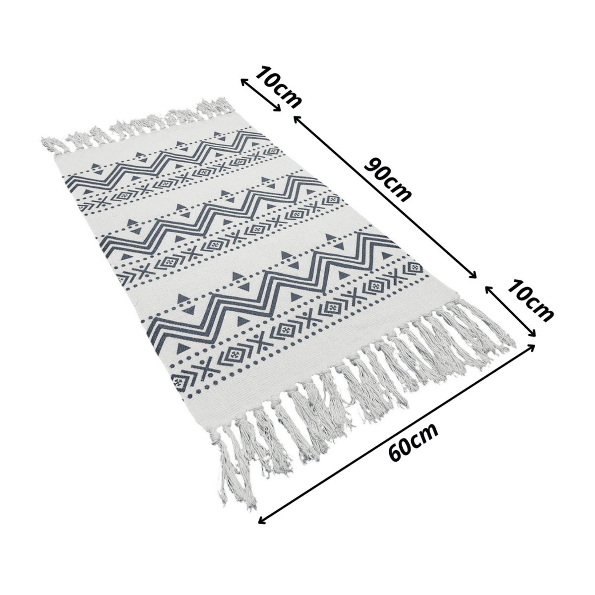 GENERICO - Bajada De Cama Kilim 60cm x 90cm Tejidas En Algodón Con Flecos Estampada