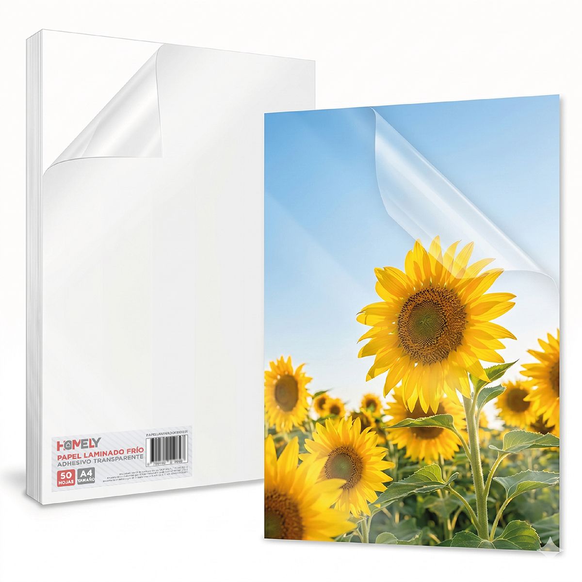HOMELY - Papel Laminado En Frio Adhesivo Transparente A4 Homely 50 Hojas