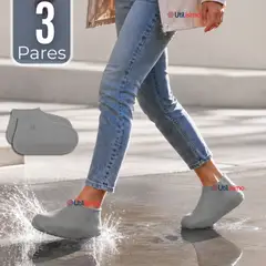 UTILISIMO - Pack 3 Pares Fundas Cubre Zapatos Gris Impermeable Surtidas Silicona Antideslizante